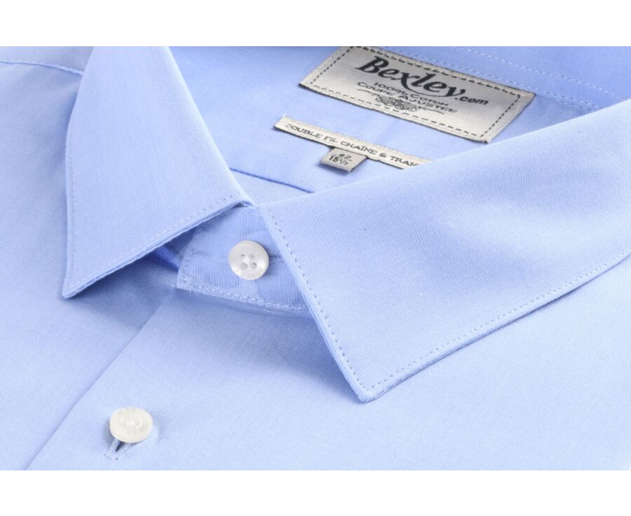 Chemise bleu ciel 100% coton - Col français - MAXIME CLASSIC