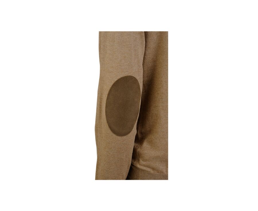 Pull fin homme coton bio/cachemire col V Taupe Chiné - VADIM