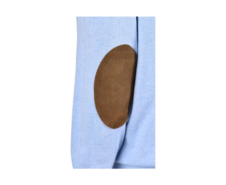 Pull fin coton bio/cachemire col V Bleu Ciel Chiné - VADIM