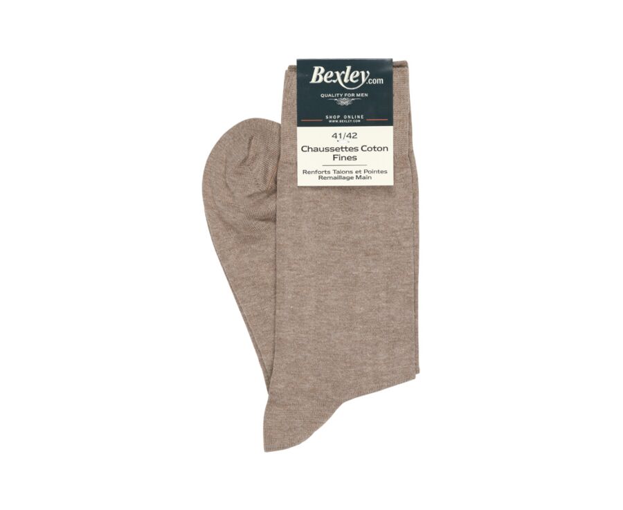 Chaussettes homme fines coton Taupe Chiné