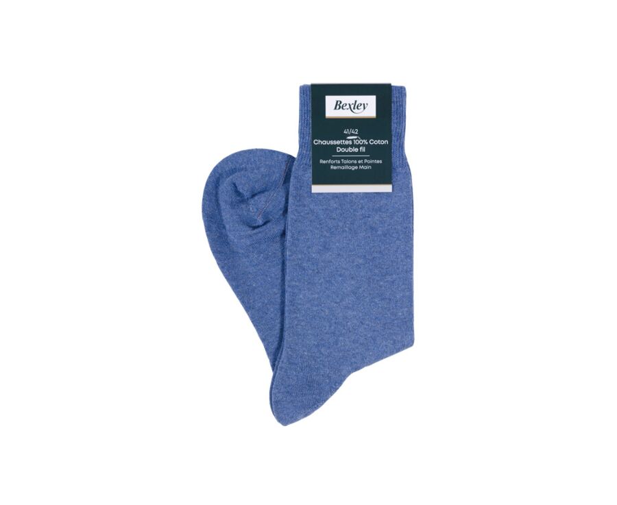 Chaussettes homme fines coton Bleu Moyen Chiné