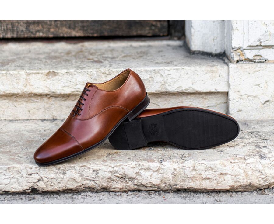 Richelieu homme Châtaigne patiné semelle gomme - LENNOX GOMME URBAN