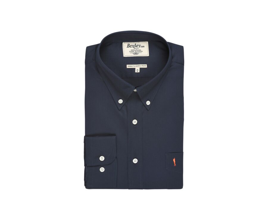 Chemise navy 100% coton - Col américain - ALVIN