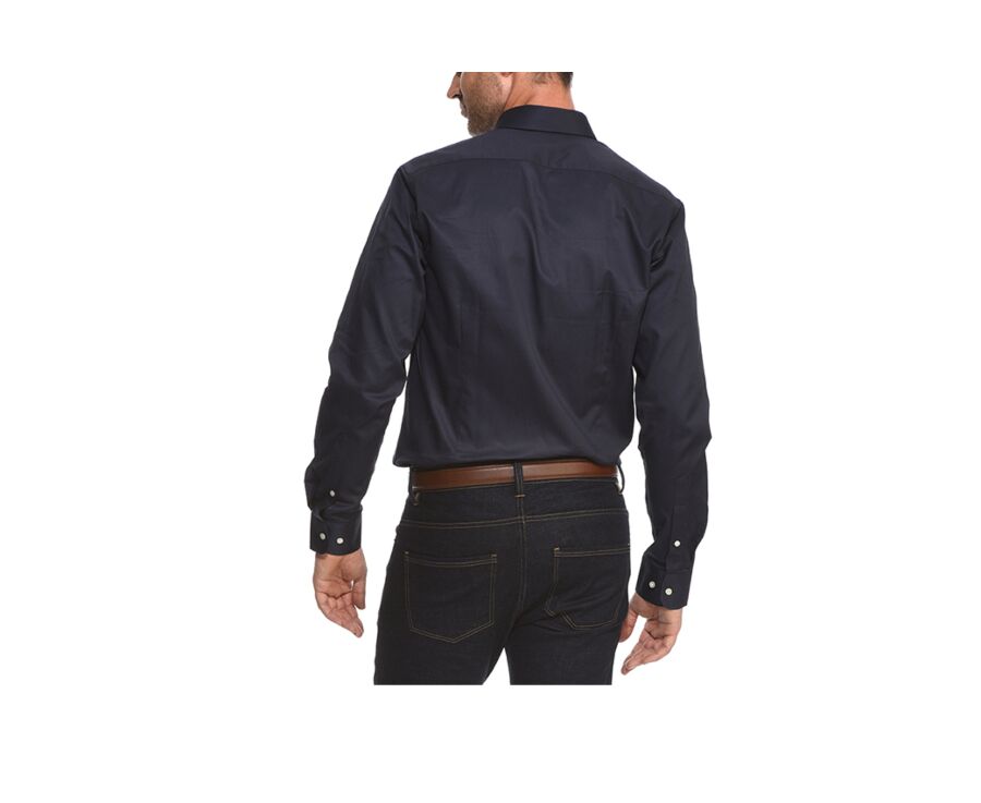 Chemise navy 100% coton - Col américain - ALVIN