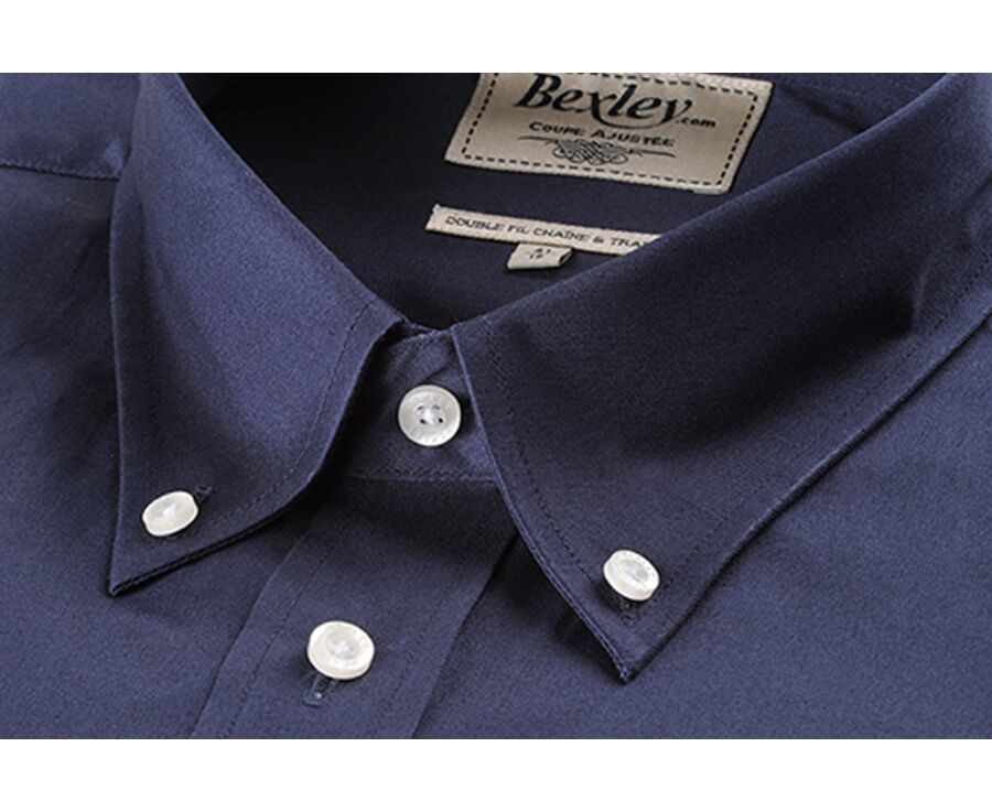 Chemise navy 100% coton - Col américain - ALVIN