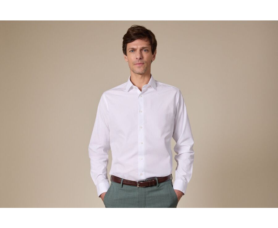 Chemise blanche coton popeline - Col français - LOUIS CLASSIC