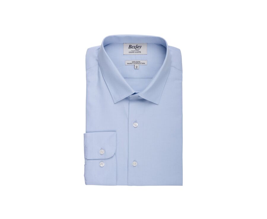 Chemise Bleu coton - Col français - LOUIS CLASSIC