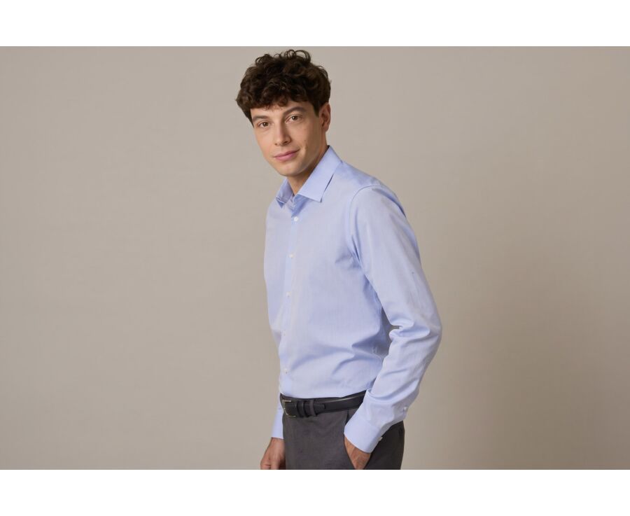 Chemise bleu ciel coton - Col français - LOUIS CLASSIC