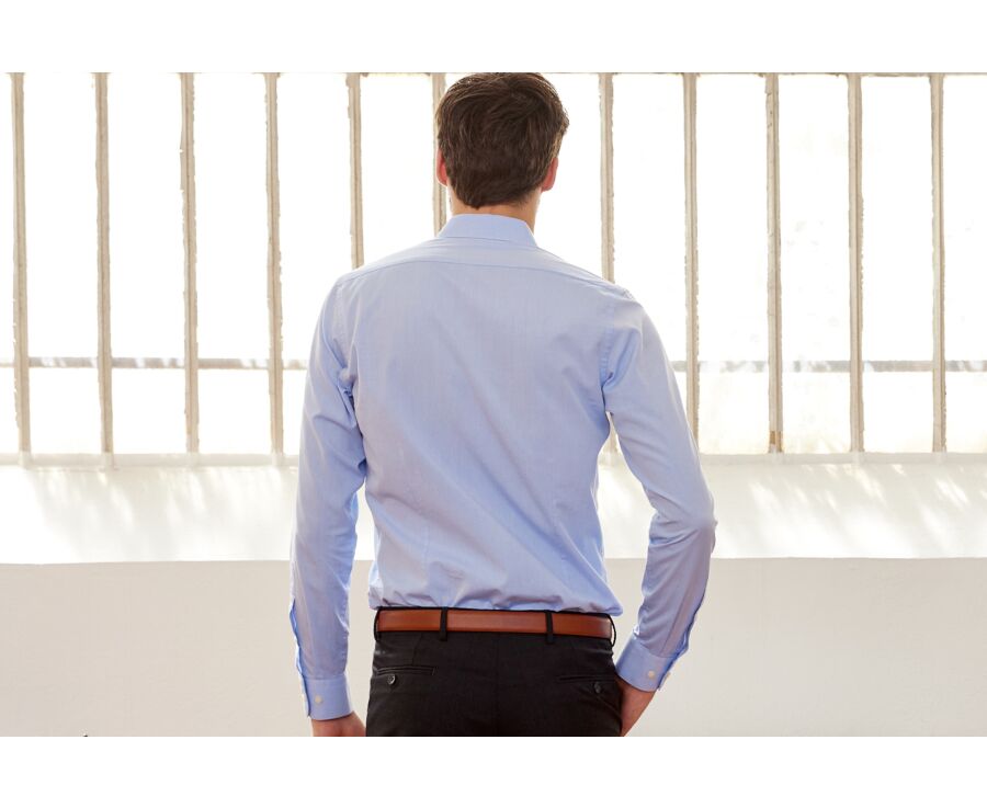Chemise bleu ciel coton - Col français - LOUIS CLASSIC