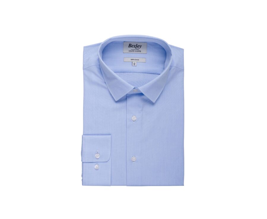 Chemise bleu ciel coton - Col français - LOUIS CLASSIC