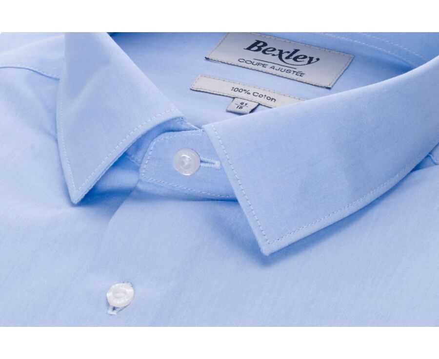Chemise bleu ciel coton - Col français - LOUIS CLASSIC