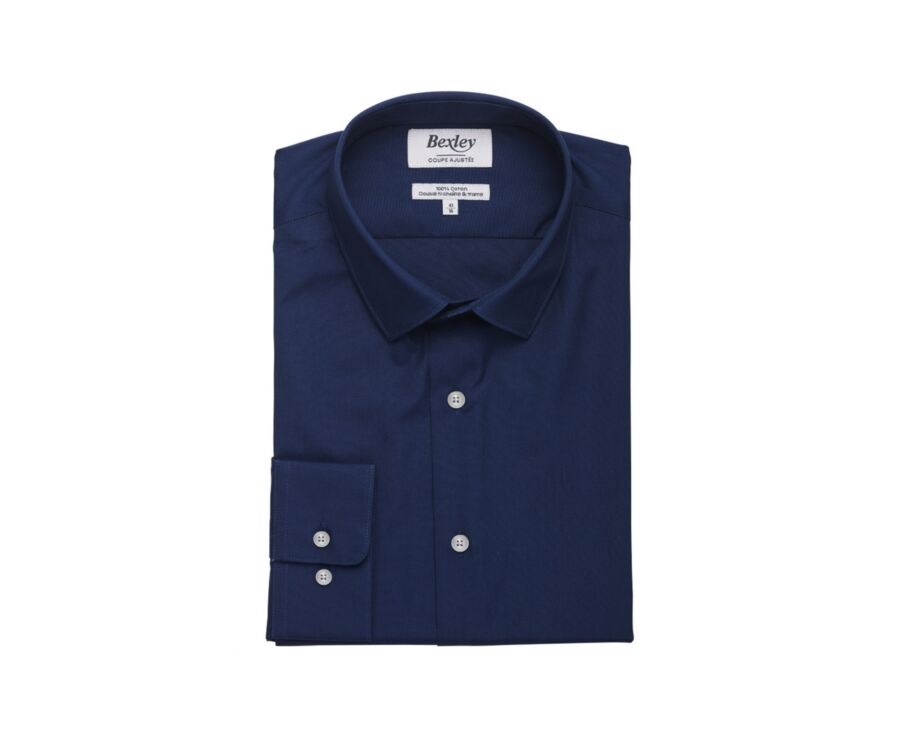 Chemise Popeline homme - Marine - LOUIS CLASSIC