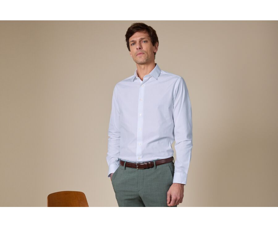 Chemise bleu pâle coton - Col français - LOUIS CLASSIC