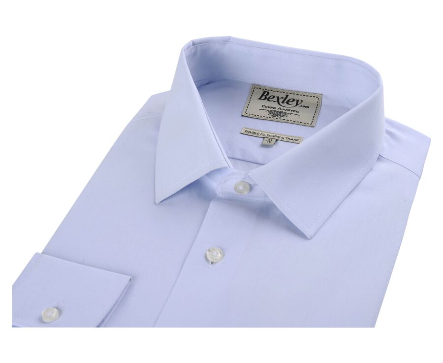Chemise bleu pâle coton - Col français - LOUIS CLASSIC