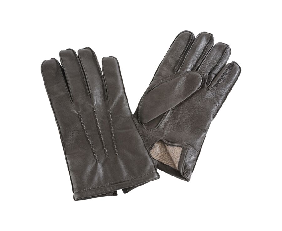 Gants homme en cuir d'agneau Chocolat