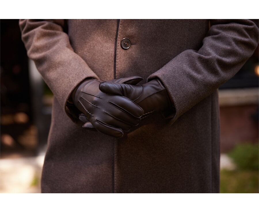 Gants homme en cuir d agneau Chocolat Bexley