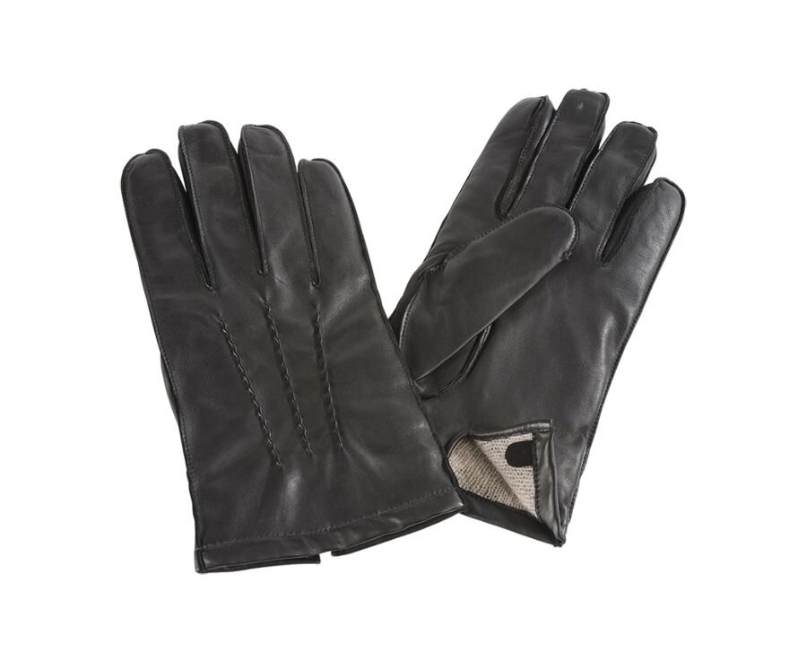 Gants homme en cuir d'agneau Noir