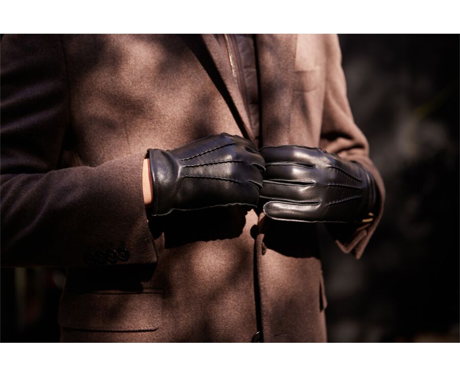 Gants homme en cuir d'agneau Noir
