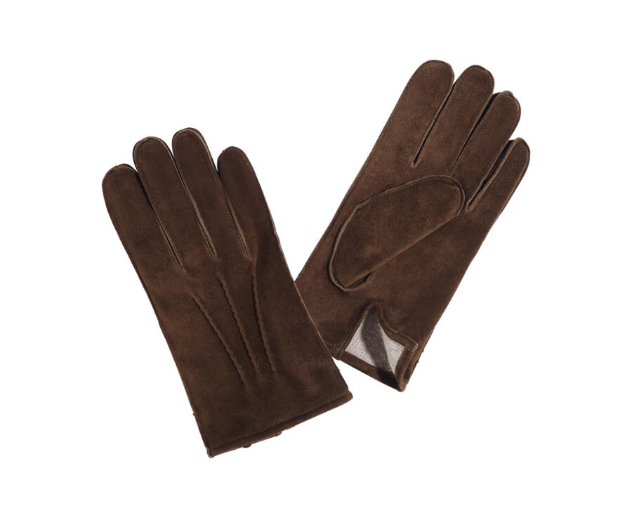 Gants homme en velours de chèvre Havane