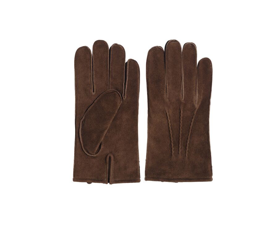 Gants homme en velours de chèvre Havane