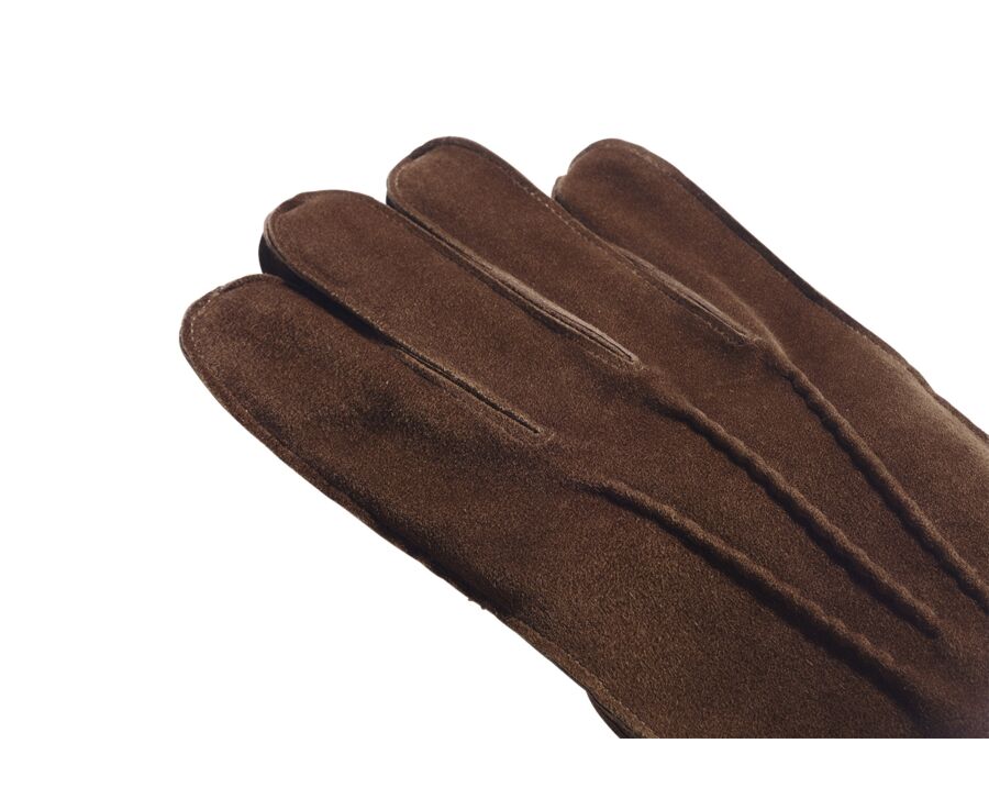 Gants homme en velours de chèvre Havane