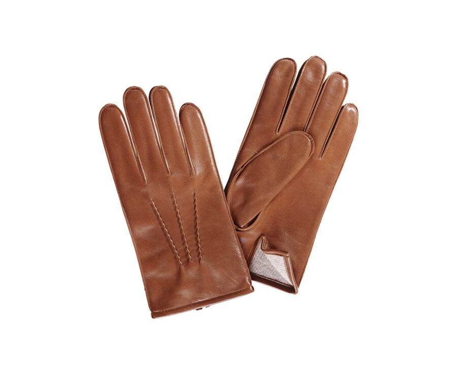 Gants homme en cuir d'agneau Cognac