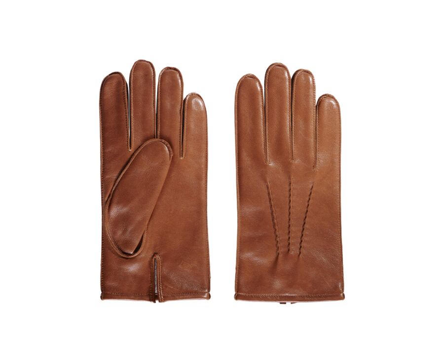 Gants homme en cuir d'agneau Cognac