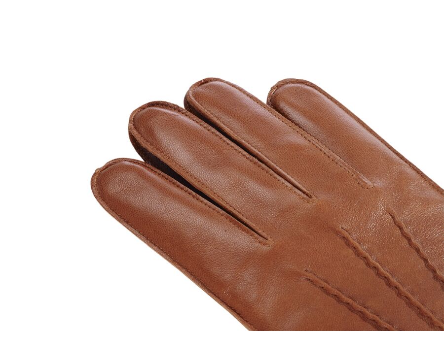 Gants homme en cuir d'agneau Cognac