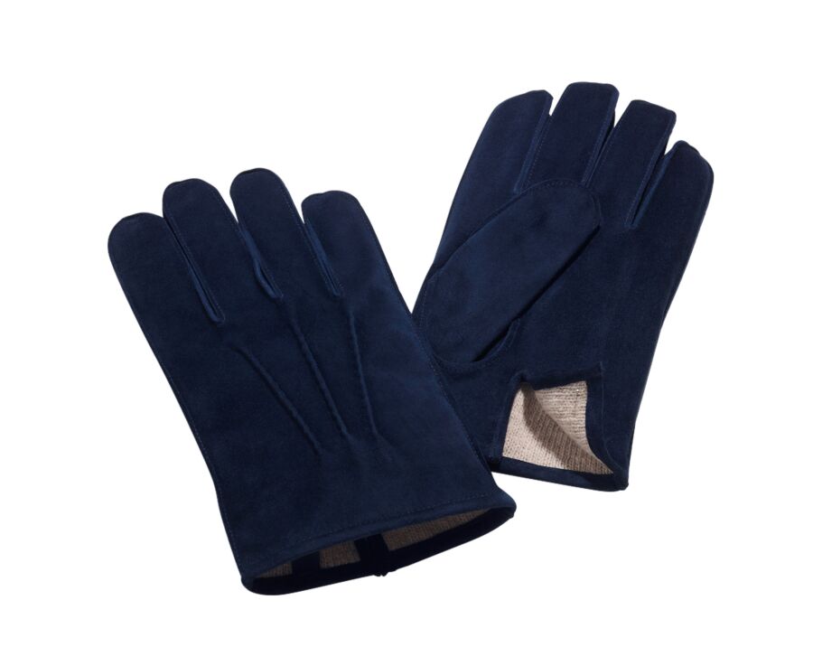 Gants homme en velours de chèvre navy