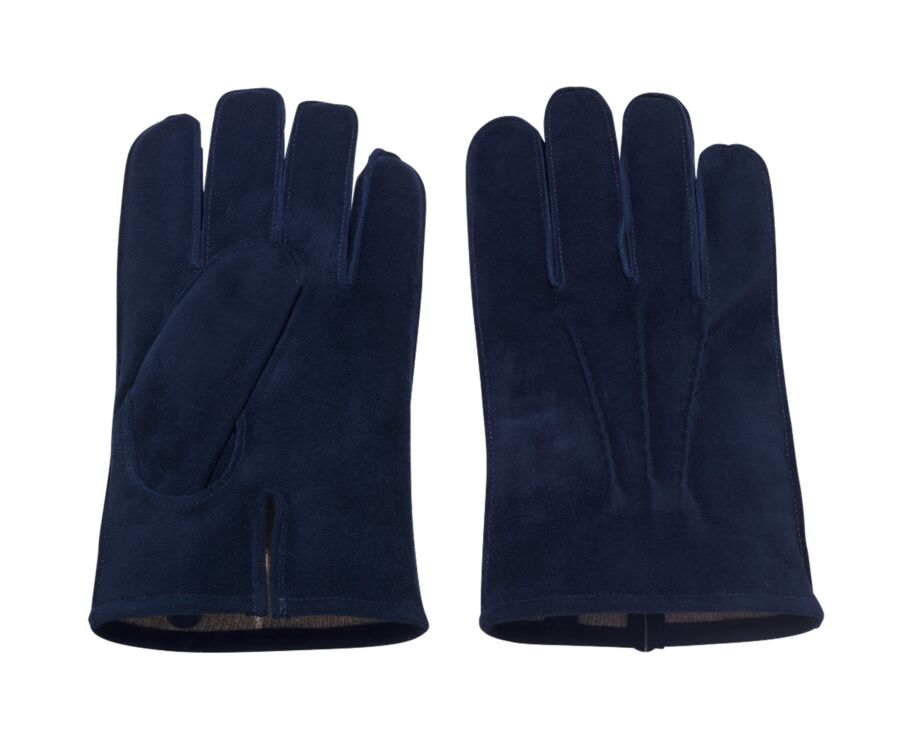Gants homme en velours de chèvre navy