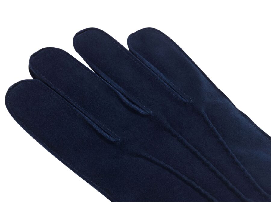 Gants homme en velours de chèvre navy