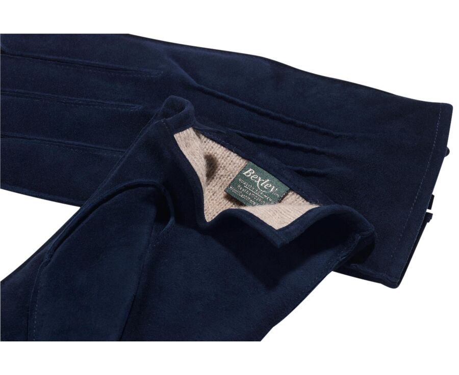 Gants homme en velours de chèvre navy