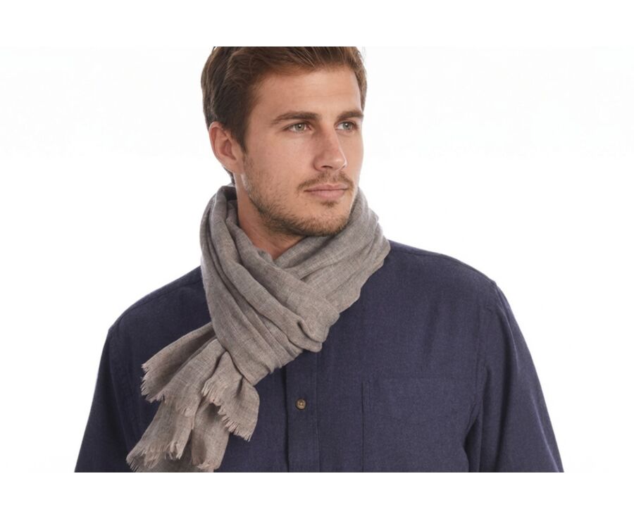 Écharpe fine Laine et Cachemire Taupe Chiné