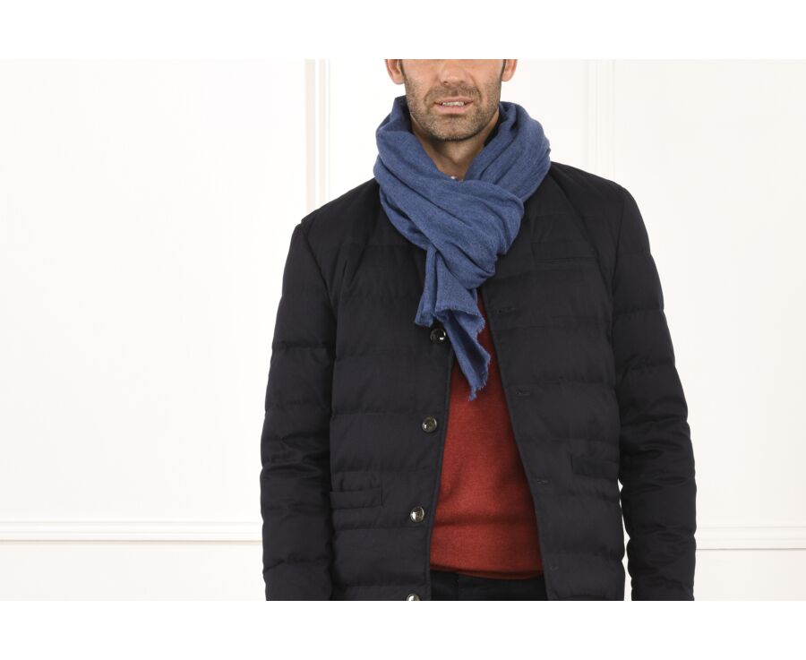 Écharpe fine Laine et Cachemire Bleu Chiné
