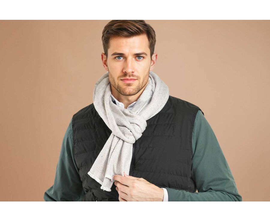 Écharpe Laine et Cachemire Beige Et Écru