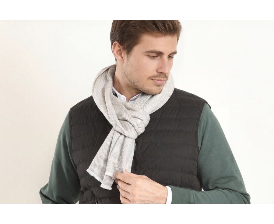 Écharpe Laine et Cachemire Beige Et Écru