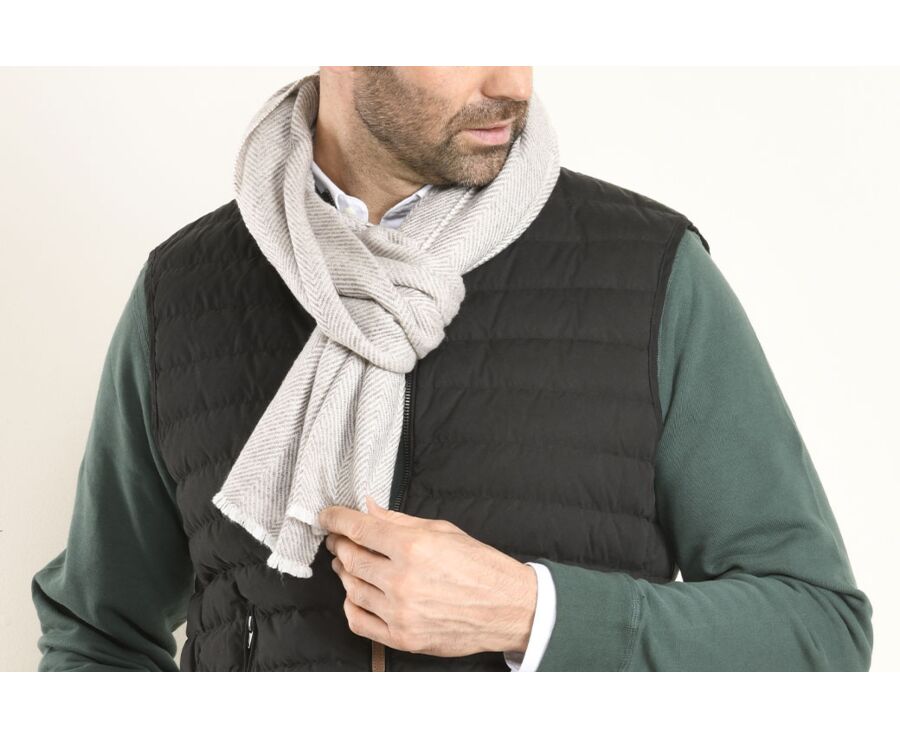 Écharpe Laine et Cachemire Beige Et Écru