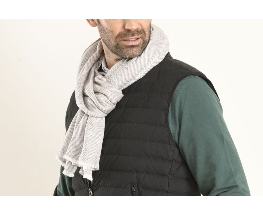 Écharpe Laine et Cachemire Beige Et Écru