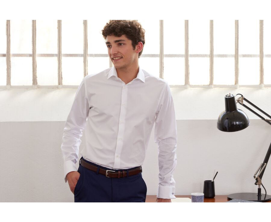 Chemise blanche à boutons de manchettes - PIETRO