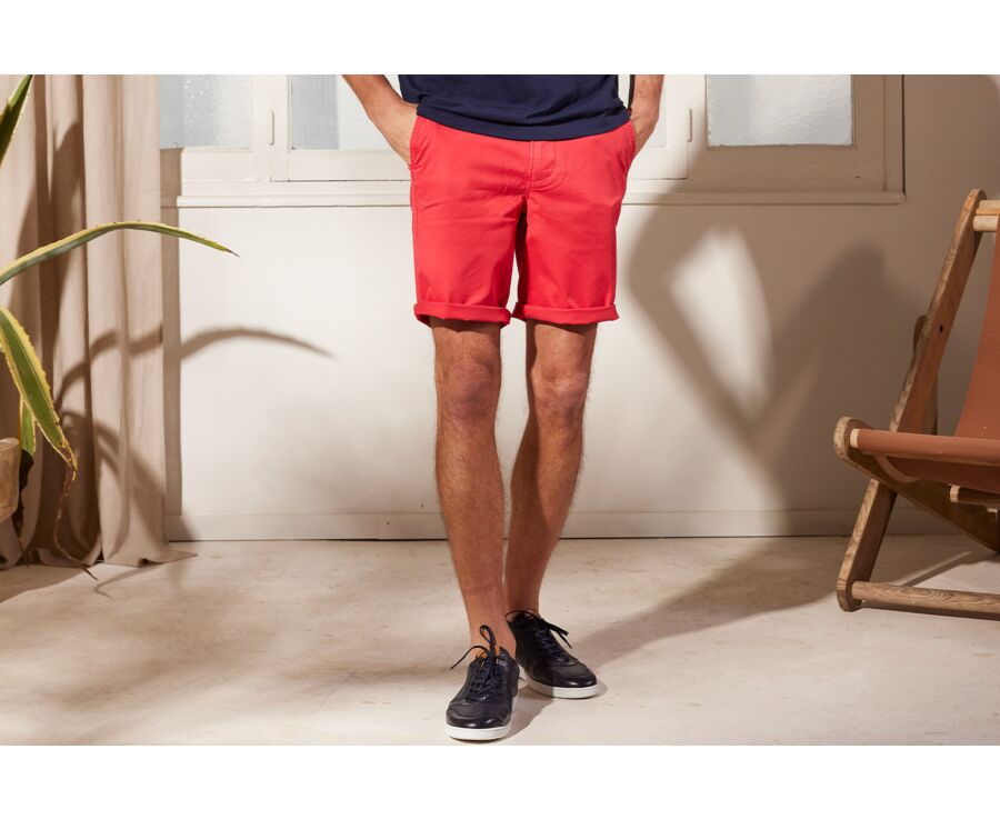 Bermuda chino homme Framboise vif - BARRY