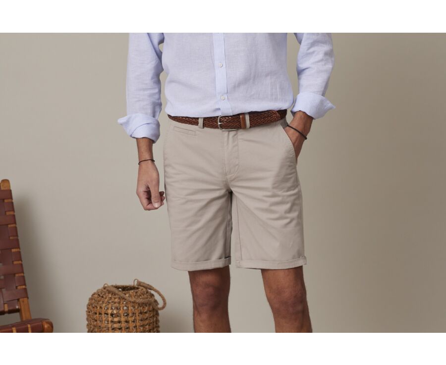 Bermuda chino homme Greige Foncé - BARRY
