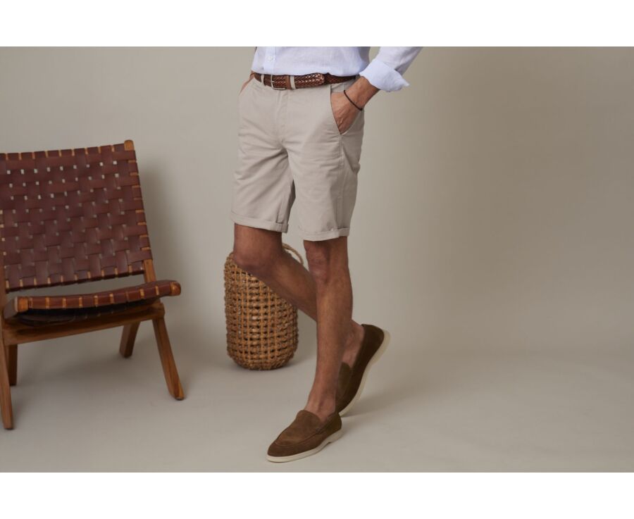 Bermuda chino homme Greige Foncé - BARRY