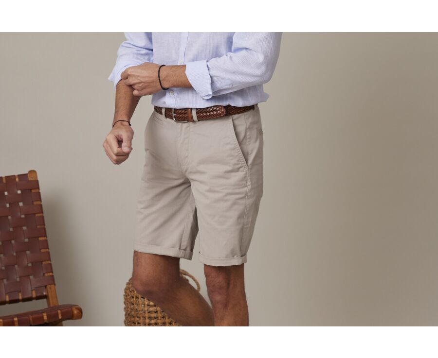 Bermuda chino homme Greige Foncé - BARRY