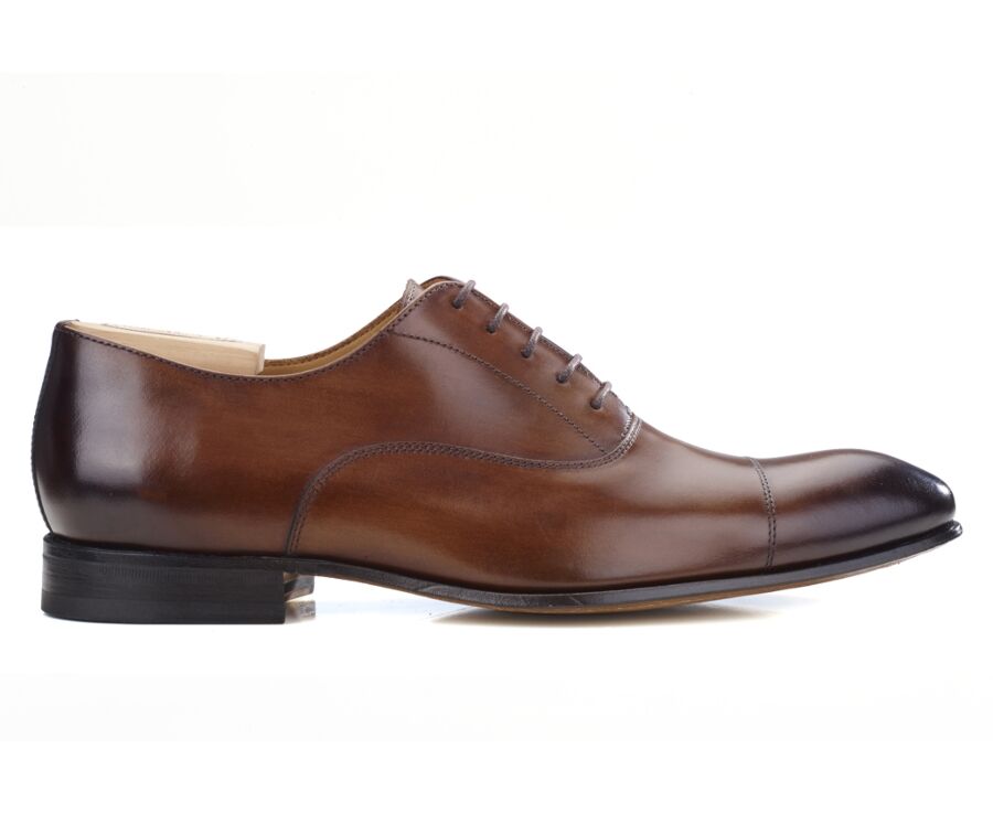 Richelieu homme Cognac patiné semelle cuir - BRISBURY
