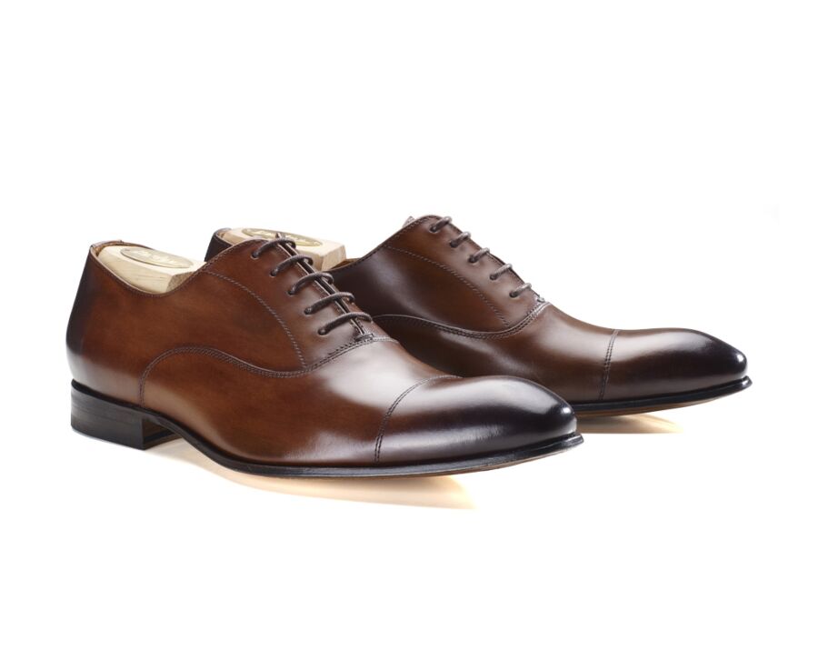 Richelieu homme Cognac patiné semelle cuir - BRISBURY