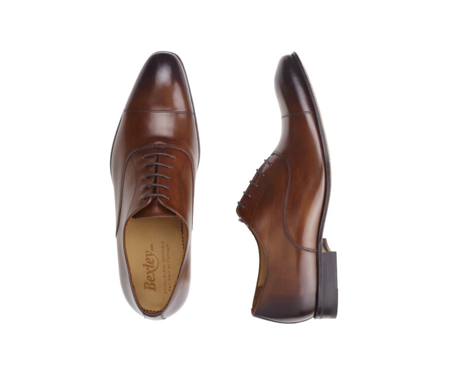 Richelieu homme Cognac patiné semelle cuir - BRISBURY