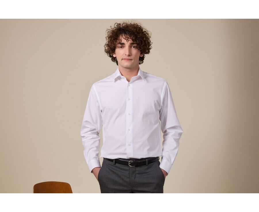 Chemise blanche en coton double fil - ALBERT CLASSIC