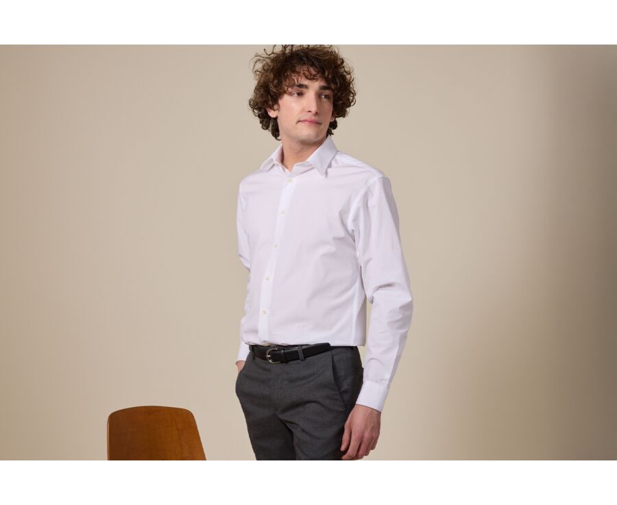 Chemise blanche en coton double fil - ALBERT CLASSIC