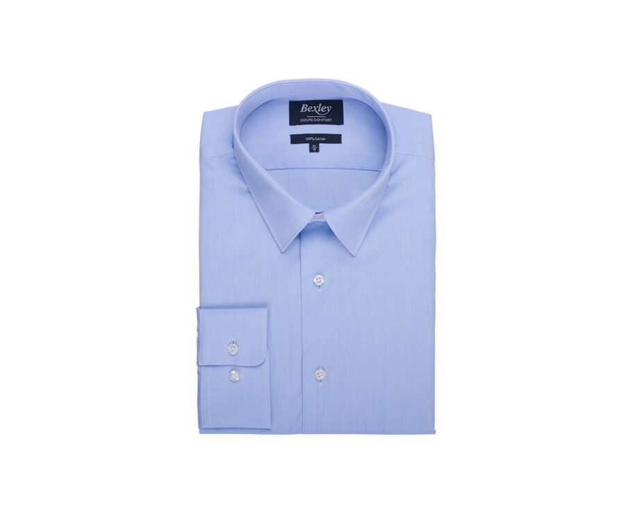 Chemise bleu ciel en coton double fil - ALBERT CLASSIC