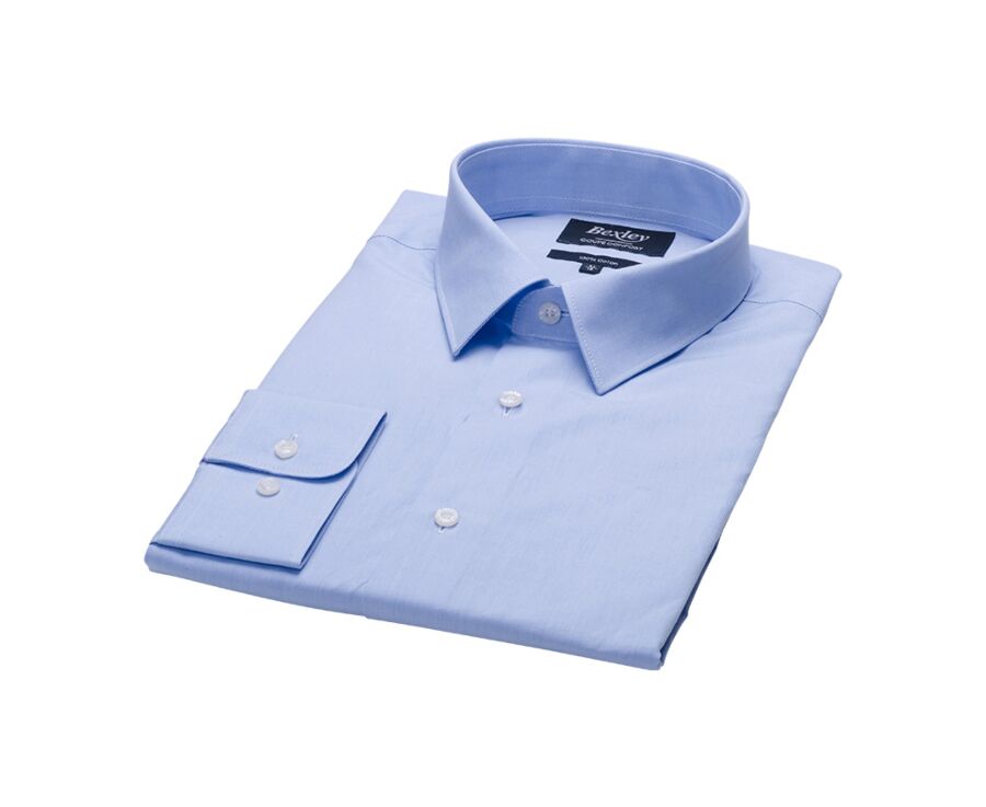 Chemise bleu ciel en coton double fil - ALBERT CLASSIC